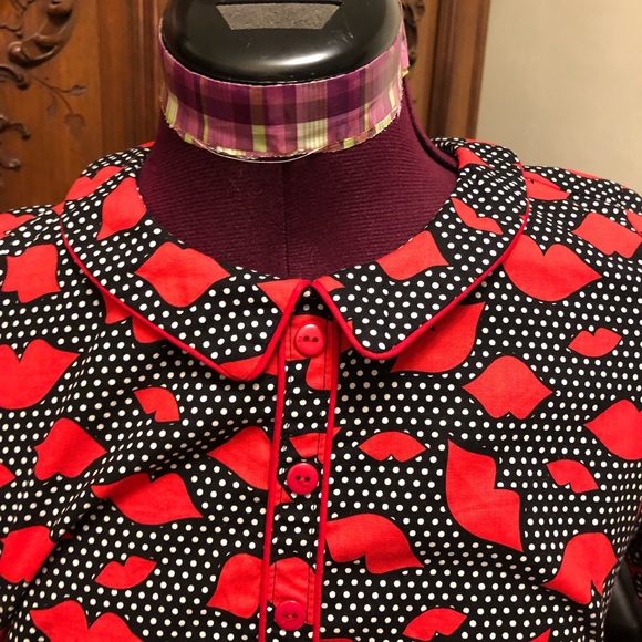 👗fit and flare 💋 dress black and white polka dot - Picture 4 of 5